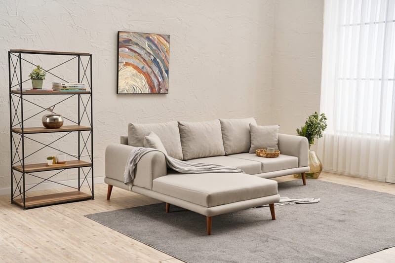 Khambalia 4-personers Sofa med Chaiselong - Creme - Møbler - Sofaer - Sofa med chaiselong