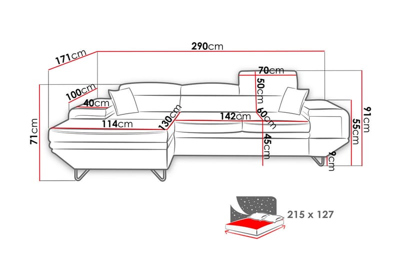 Kollekind Sofa med Divan 3-personers - Beige/Brun - Møbler - Sofaer - Sofa med chaiselong