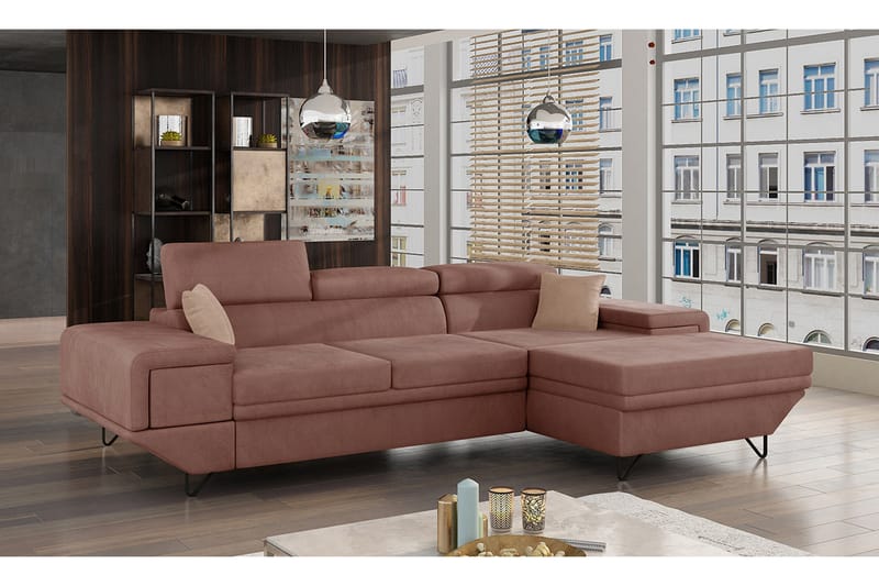 Kollekind Sofa med Divan 3-personers - Rosa - Møbler - Sofaer - Sofa med chaiselong