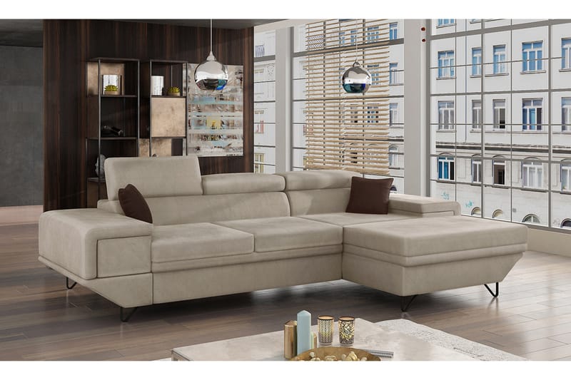 Kollekind Sofa med Divan 3-personers - Beige/Brun - Møbler - Sofaer - Sofa med chaiselong