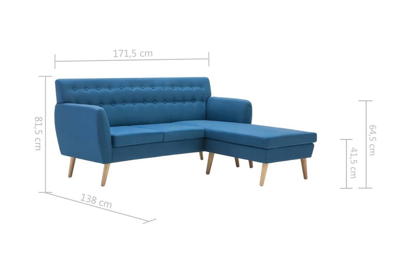 L-Formet Sofa I Stofbeklædning 171,5 X 138 X 81,5 Cm Blå - Blå - Møbler - Sofaer - Sofa med chaiselong