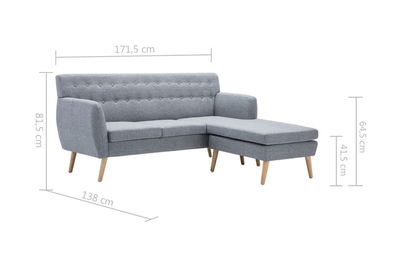 L-Formet Sofa I Stofbeklædning 171,5 X 138 X 81,5 Cm Lysegrå - Grå - Møbler - Sofaer - Sofa med chaiselong