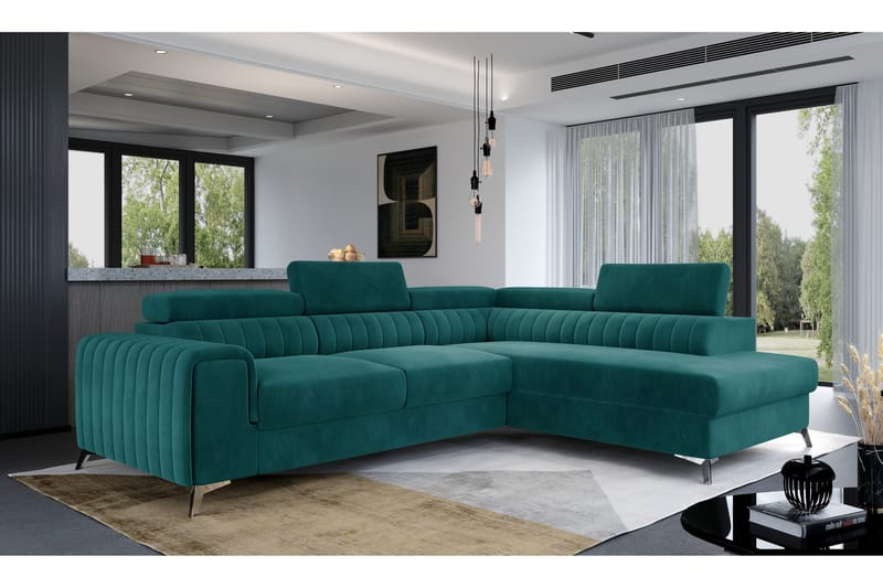 Laurece Chaiselongsofa Højre - Turkis - Møbler - Sofaer - Sofa med chaiselong