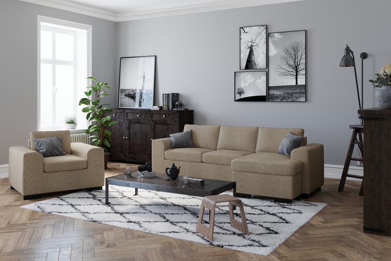 Link Chaiselongsofa 3-pers Vendbar - Beige - Møbler - Sofaer - Sofa med chaiselong