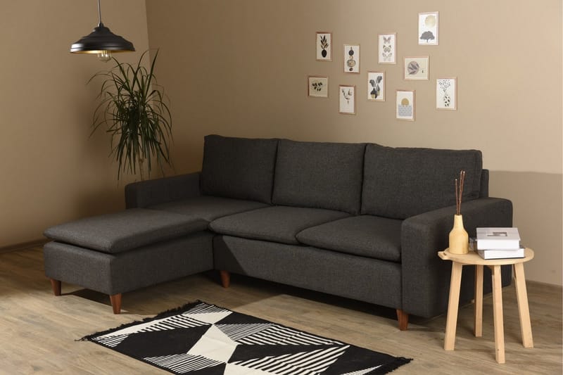 Lungo Sofa med Chaiselong 4-personers - Mørkegrå - Møbler - Sofaer - Sofa med chaiselong