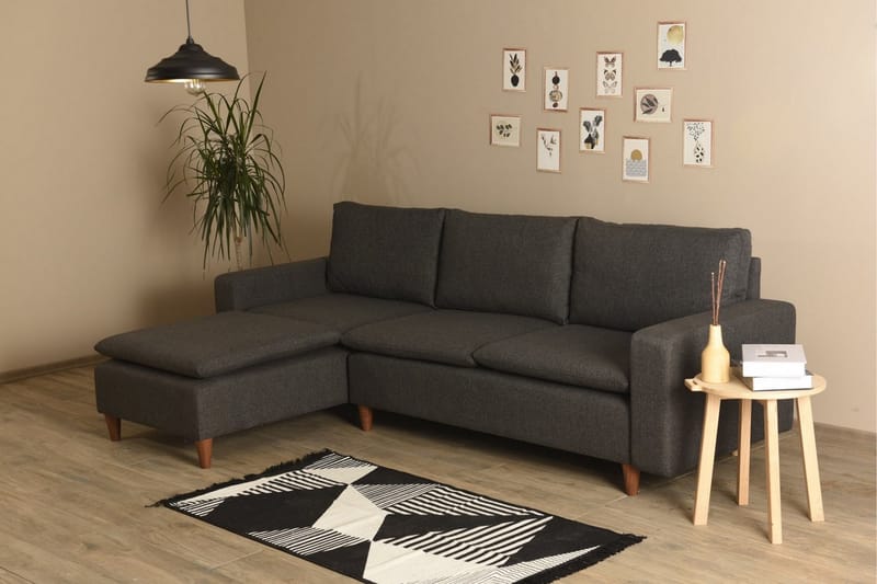 Lungo Sofa med Chaiselong 4-personers - Mørkegrå - Møbler - Sofaer - Sofa med chaiselong