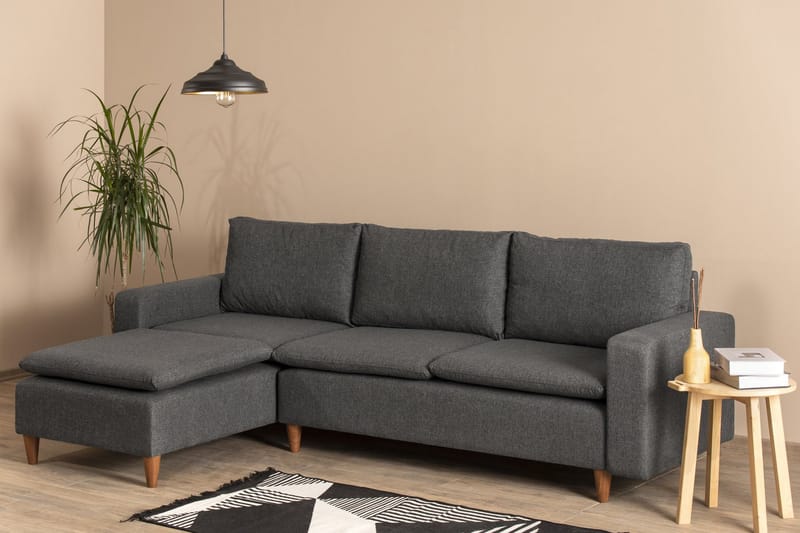 Lungo Sofa med Chaiselong 4-personers - Mørkegrå - Møbler - Sofaer - Sofa med chaiselong