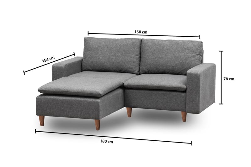 Lungo Sofa med Chaiselong 4-personers - Mørkegrå - Møbler - Sofaer - Sofa med chaiselong