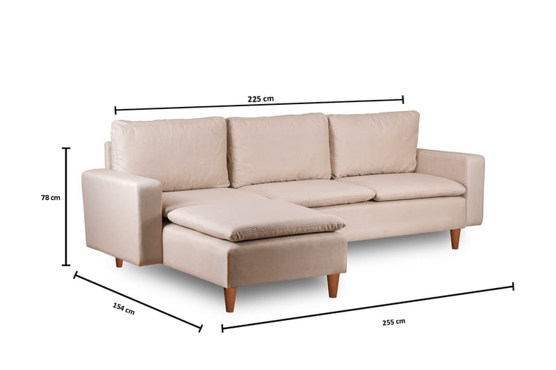 Lungo Sofa med Chaiselong 4-personers - Beige - Møbler - Sofaer - Sofa med chaiselong