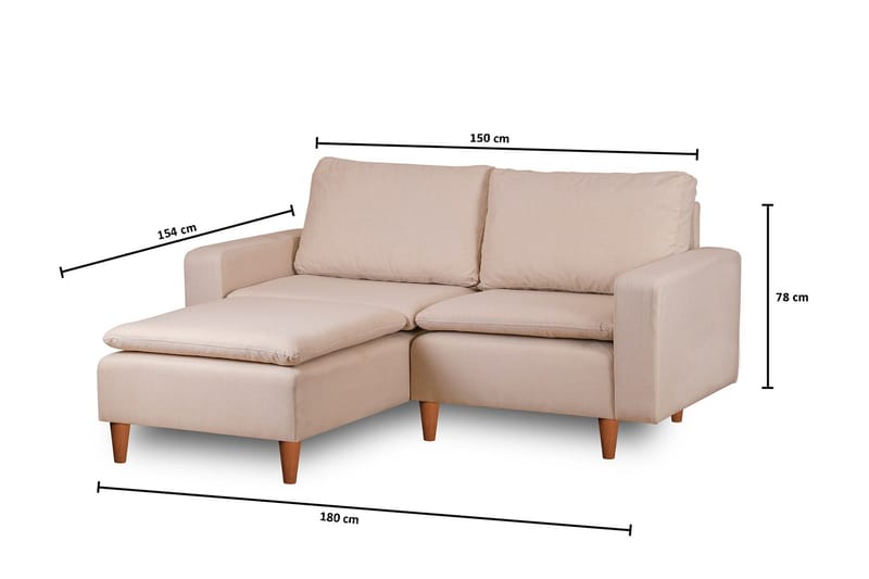 Lungo Sofa med Chaiselong 4-personers - Beige - Møbler - Sofaer - Sofa med chaiselong