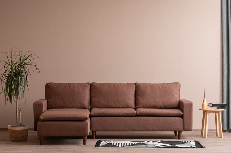 Lungo Sofa med Chaiselong 4-personers - Lysebrun - Møbler - Sofaer - Sofa med chaiselong