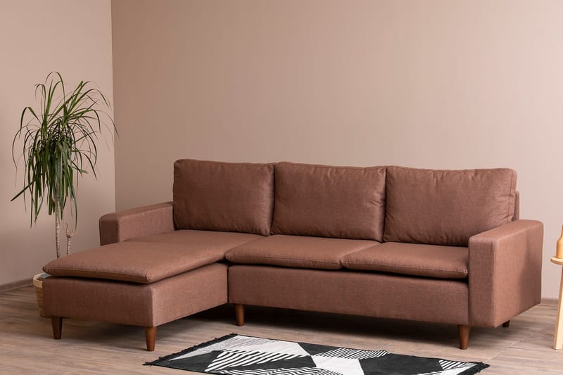 Lungo Sofa med Chaiselong 4-personers - Lysebrun - Møbler - Sofaer - Sofa med chaiselong