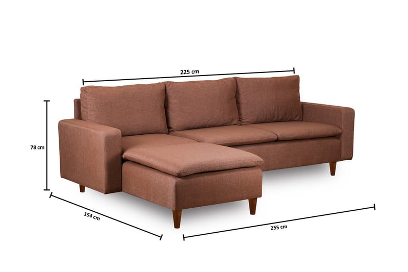 Lungo Sofa med Chaiselong 4-personers - Lysebrun - Møbler - Sofaer - Sofa med chaiselong