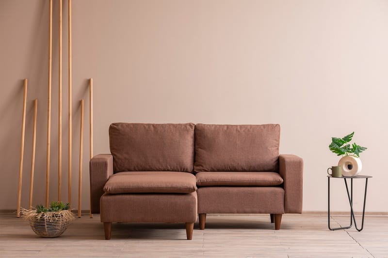 Lungo Sofa med Chaiselong 4-personers - Lysebrun - Møbler - Sofaer - Sofa med chaiselong