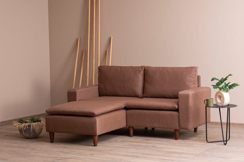 Lungo Sofa med Chaiselong 4-personers - Lysebrun - Møbler - Sofaer - Sofa med chaiselong