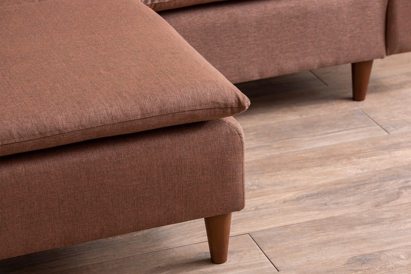 Lungo Sofa med Chaiselong 4-personers - Lysebrun - Møbler - Sofaer - Sofa med chaiselong