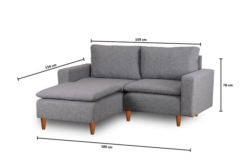 Lungo Sofa med Chaiselong 4-personers - Lysegrå - Møbler - Sofaer - Sofa med chaiselong