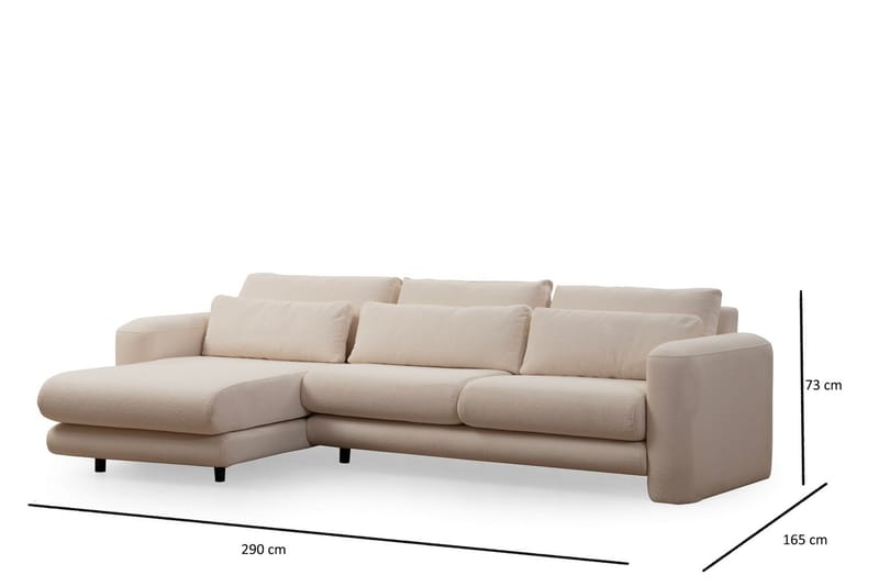 Makhan Sofa med Chaiselong 3-personers - Lysebeige - Møbler - Sofaer - Sofa med chaiselong