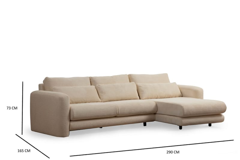 Makhan Sofa med Chaiselong 3-personers - Beige - Møbler - Sofaer - Sofa med chaiselong