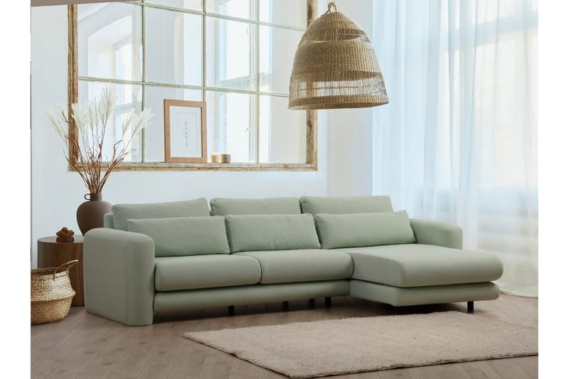 Makhan Sofa med Chaiselong 3-personers - Grøn - Møbler - Sofaer - Sofa med chaiselong