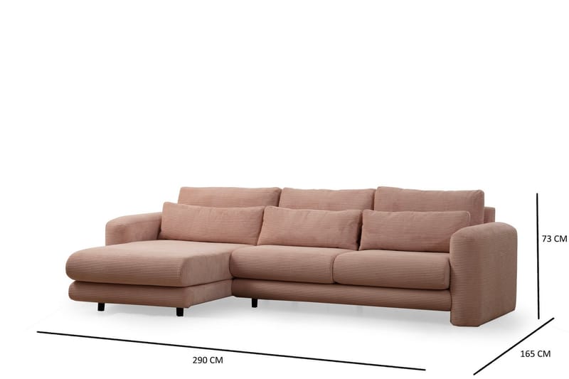 Makhan Sofa med Chaiselong 3-personers - Rosa - Møbler - Sofaer - Sofa med chaiselong