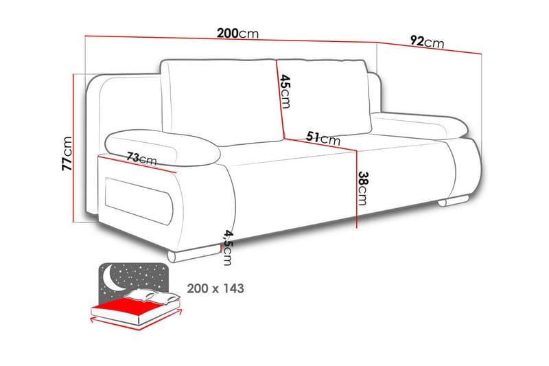 Marheim Sofa med Divan 3-personers - Sort/Hvid - Møbler - Sofaer - Sofa med chaiselong