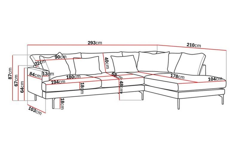 Menard 4-personers L Sofa Manchester med Chaiselong Højre - Beige - Møbler - Sofaer - Sofa med chaiselong