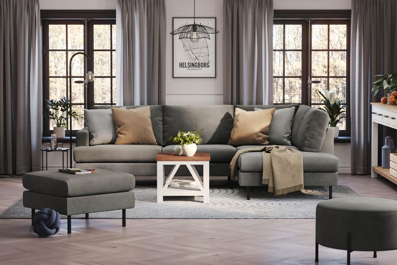 Menard Compact Sofa med Chaiselong 4-sæder - Grå - Møbler - Sofaer - Sofa med chaiselong