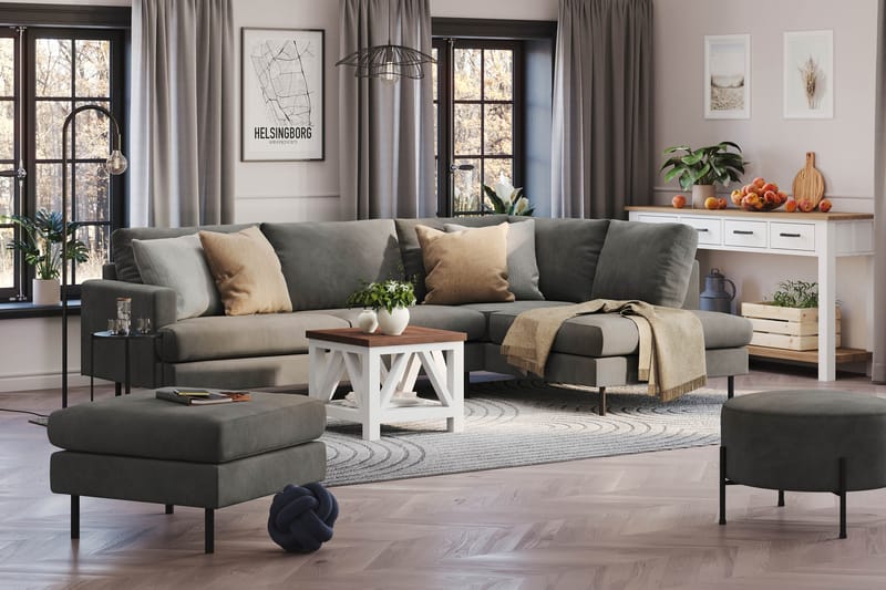 Menard Compact Sofa med Chaiselong 4-sæder - Grå - Møbler - Sofaer - Sofa med chaiselong