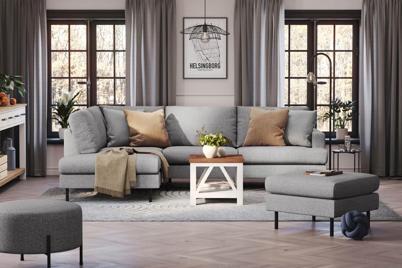 Menard Compact Sofa med Chaiselong 4-sæder - Grå - Møbler - Sofaer - Sofa med chaiselong