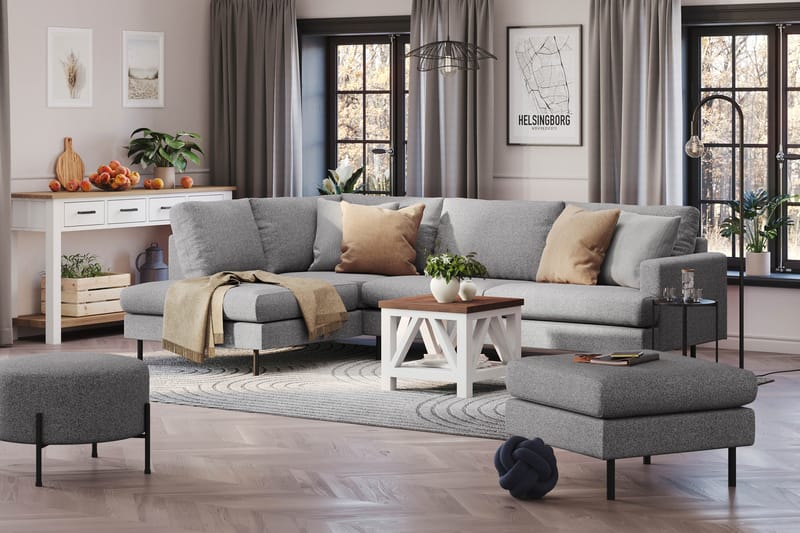 Menard Compact Sofa med Chaiselong 4-sæder - Grå - Møbler - Sofaer - Sofa med chaiselong