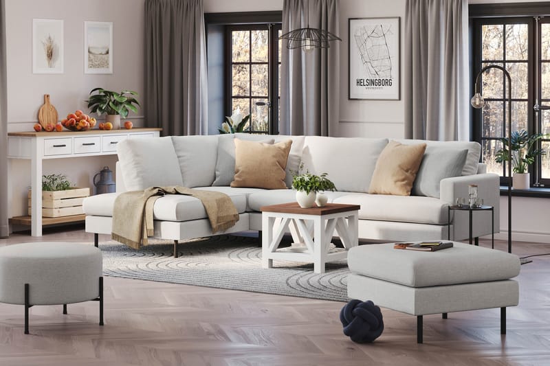 Menard Compact Sofa med Chaiselong 4-sæder - Lysegrå - Møbler - Sofaer - Sofa med chaiselong