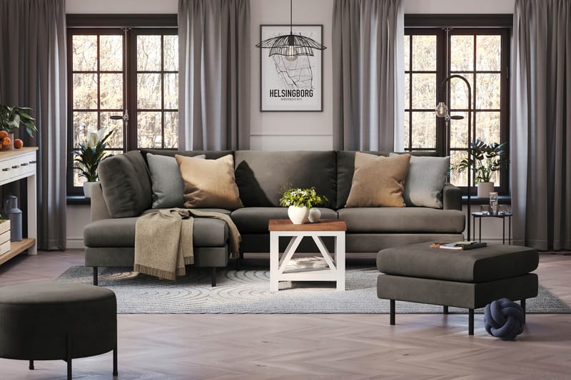 Menard Compact Sofa med Chaiselong 4-sæder - Mørkegrå - Møbler - Sofaer - Sofa med chaiselong