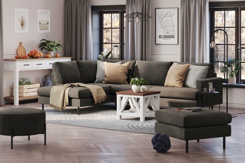 Menard Compact Sofa med Chaiselong 4-sæder - Mørkegrå - Møbler - Sofaer - Sofa med chaiselong