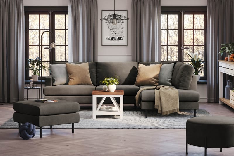 Menard Compact Sofa med Chaiselong 4-sæder - Mørkegrå - Møbler - Sofaer - Sofa med chaiselong