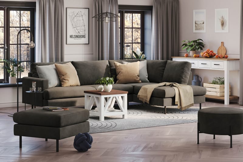 Menard Compact Sofa med Chaiselong 4-sæder - Mørkegrå - Møbler - Sofaer - Sofa med chaiselong