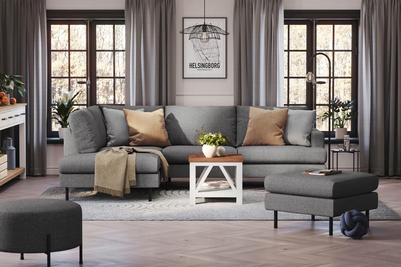 Menard Compact Sofa med Chaiselong 4-sæder - Mørkegrå - Møbler - Sofaer - Sofa med chaiselong