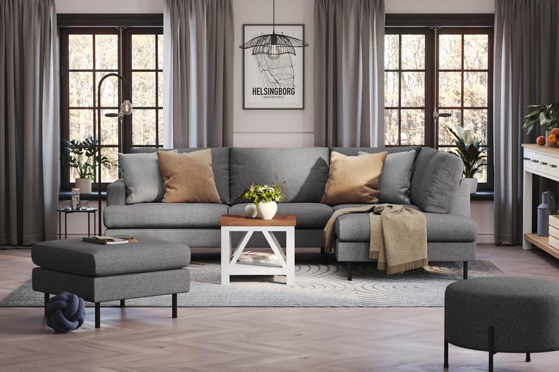 Menard Compact Sofa med Chaiselong 4-sæder - Mørkegrå - Møbler - Sofaer - Sofa med chaiselong