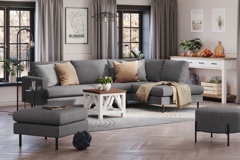 Menard Compact Sofa med Chaiselong 4-sæder - Mørkegrå - Møbler - Sofaer - Sofa med chaiselong