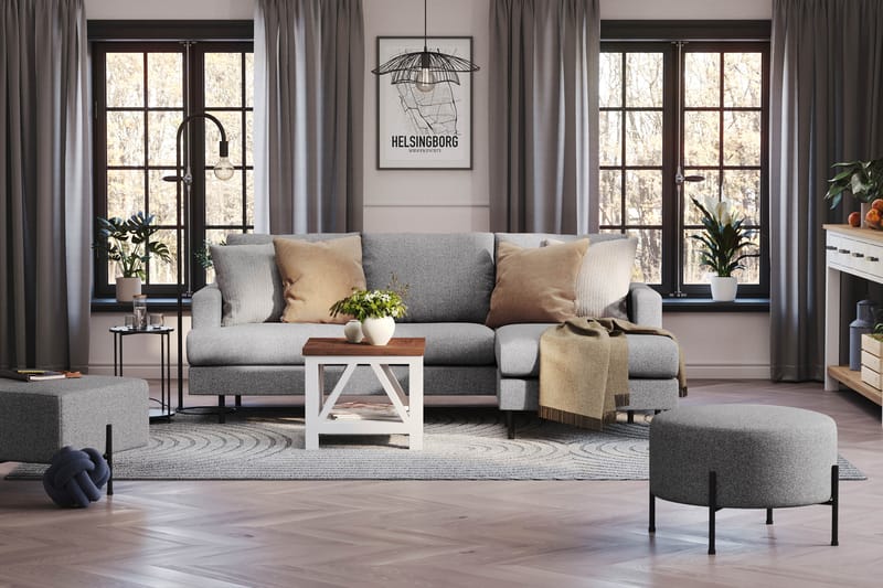 Menard Compact Sofa med Divan 3-sæder - Grå - Møbler - Sofaer - Sofa med chaiselong