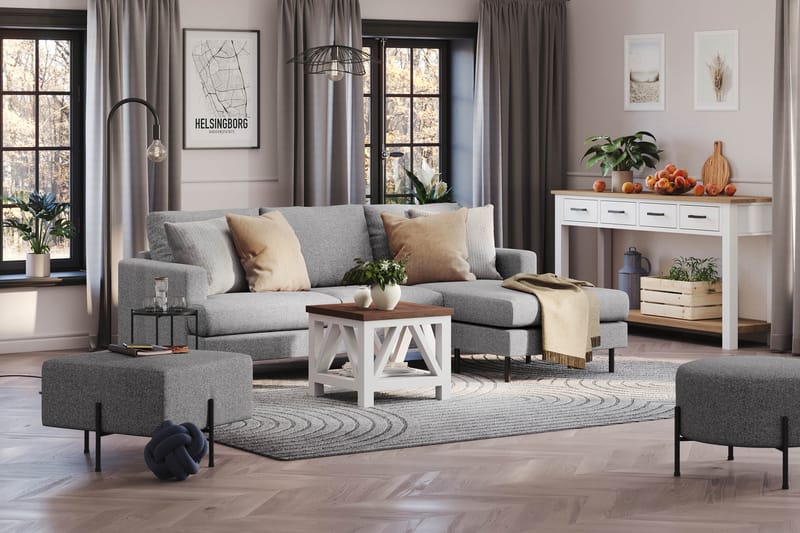 Menard Compact Sofa med Divan 3-sæder - Grå - Møbler - Sofaer - Sofa med chaiselong