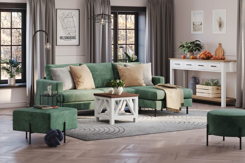 Menard Compact Sofa med Divan 3-sæder - Grøn - Møbler - Sofaer - Sofa med chaiselong