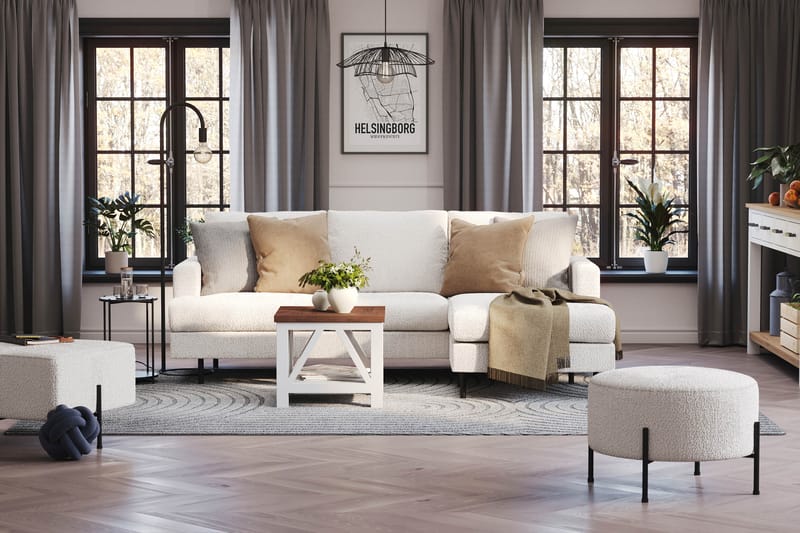 Menard Compact Sofa med Divan 3-sæder - Hvid - Møbler - Sofaer - Sofa med chaiselong