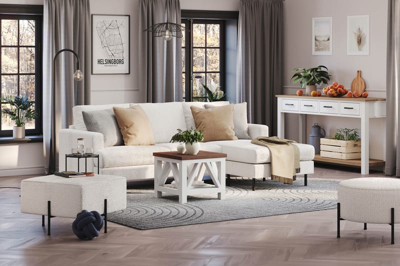 Menard Compact Sofa med Divan 3-sæder - Hvid - Møbler - Sofaer - Sofa med chaiselong