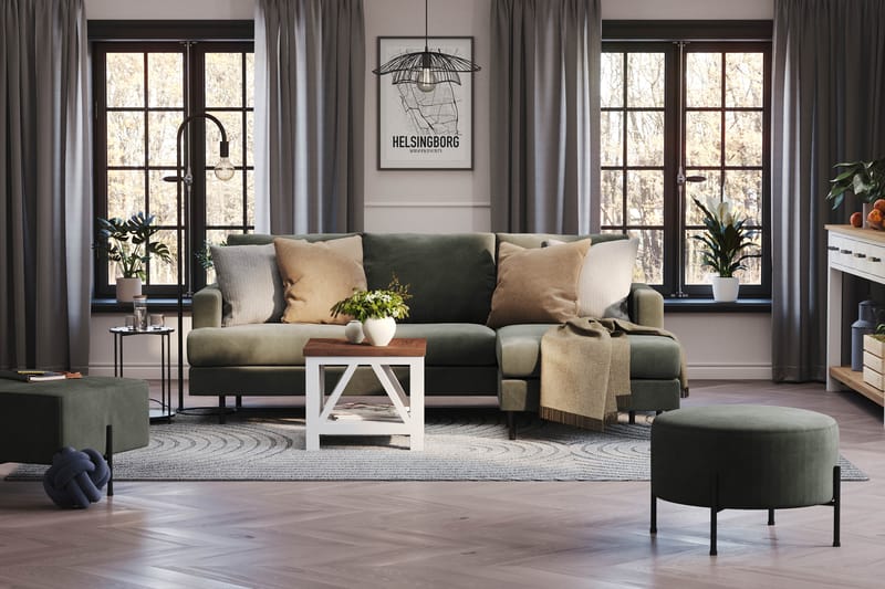 Menard Compact Sofa med Divan 3-sæder - Mørkegrøn - Møbler - Sofaer - Sofa med chaiselong