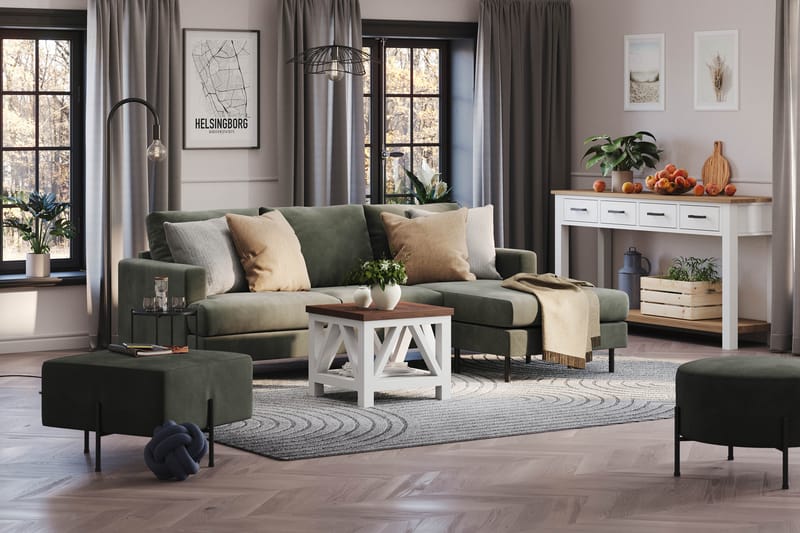 Menard Compact Sofa med Divan 3-sæder - Mørkegrøn - Møbler - Sofaer - Sofa med chaiselong