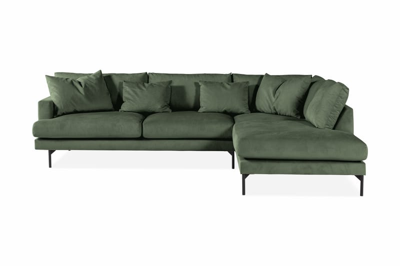 Menard Dyb 4-personers Manchester L Sofa med Chaiselong Højre - Grøn - Møbler - Sofaer - Sofa med chaiselong