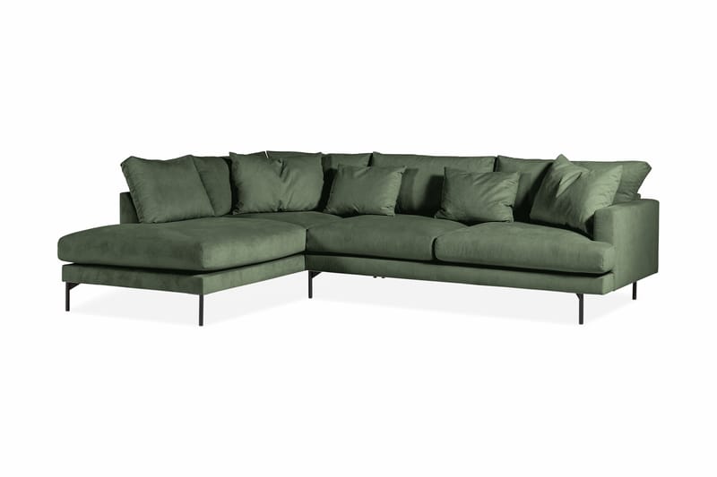 Menard Dyb 4-personers Manchester L Sofa med Chaiselong Højre - Grøn - Møbler - Sofaer - Sofa med chaiselong