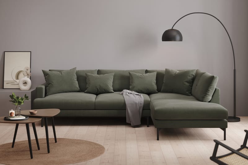 Menard Dyb 4-personers Manchester L Sofa med Chaiselong Højre - Møbler - Sofaer - Sofa med chaiselong