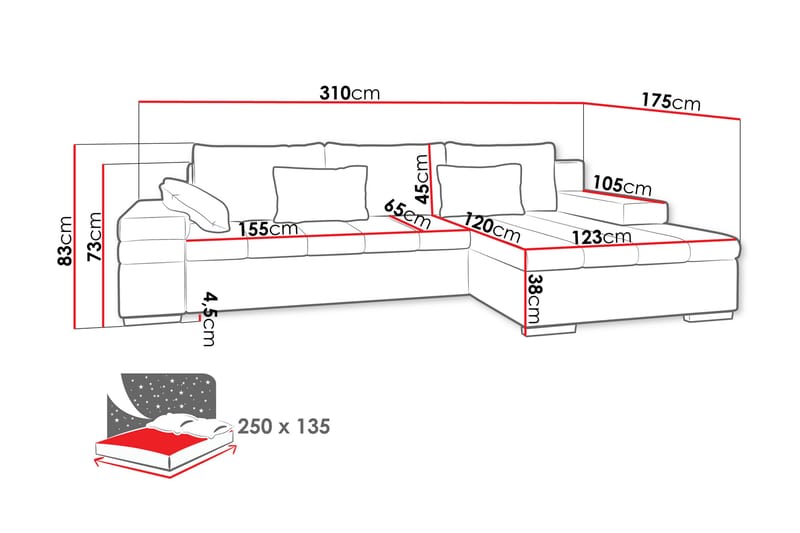 Naoma Sofa med Divan 3-seter - Beige - Møbler - Sofaer - Sofa med chaiselong